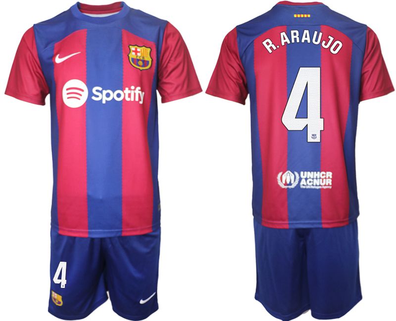 Men 2023-2024 Club Barcelona home red 4 Soccer Jersey